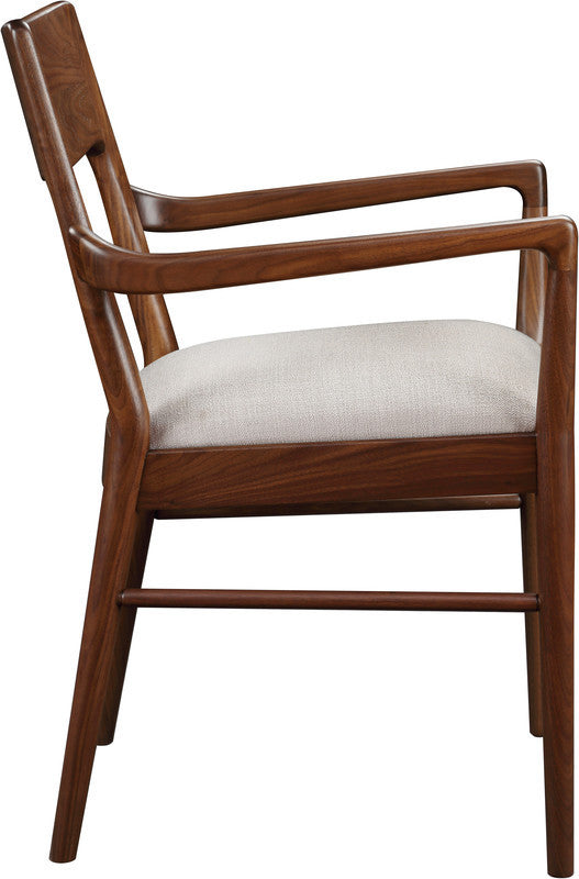 Stickley Walnut Grove Arm Chair with fabric seat. 