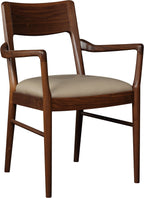 Stickley Walnut Grove Arm Chair with fabric seat. 