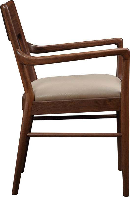 Stickley Walnut Grove Arm Chair with leather seat. 