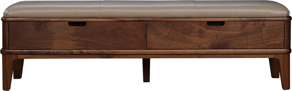 Stickley Walnut Grove Bench in leather