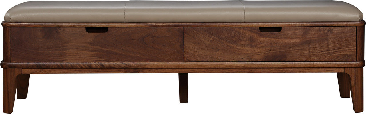 Stickley Walnut Grove Bench in leather