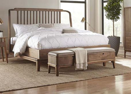 Stickley Walnut Grove Bench
in front of a bed. 