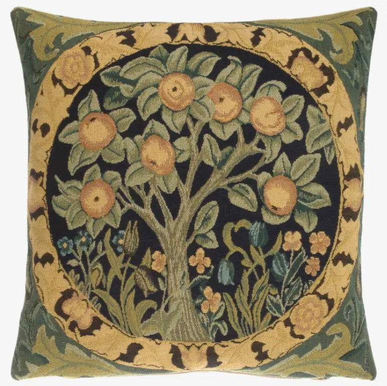 William Morris Orchard Tapestry 18" Pillow with Down Insert