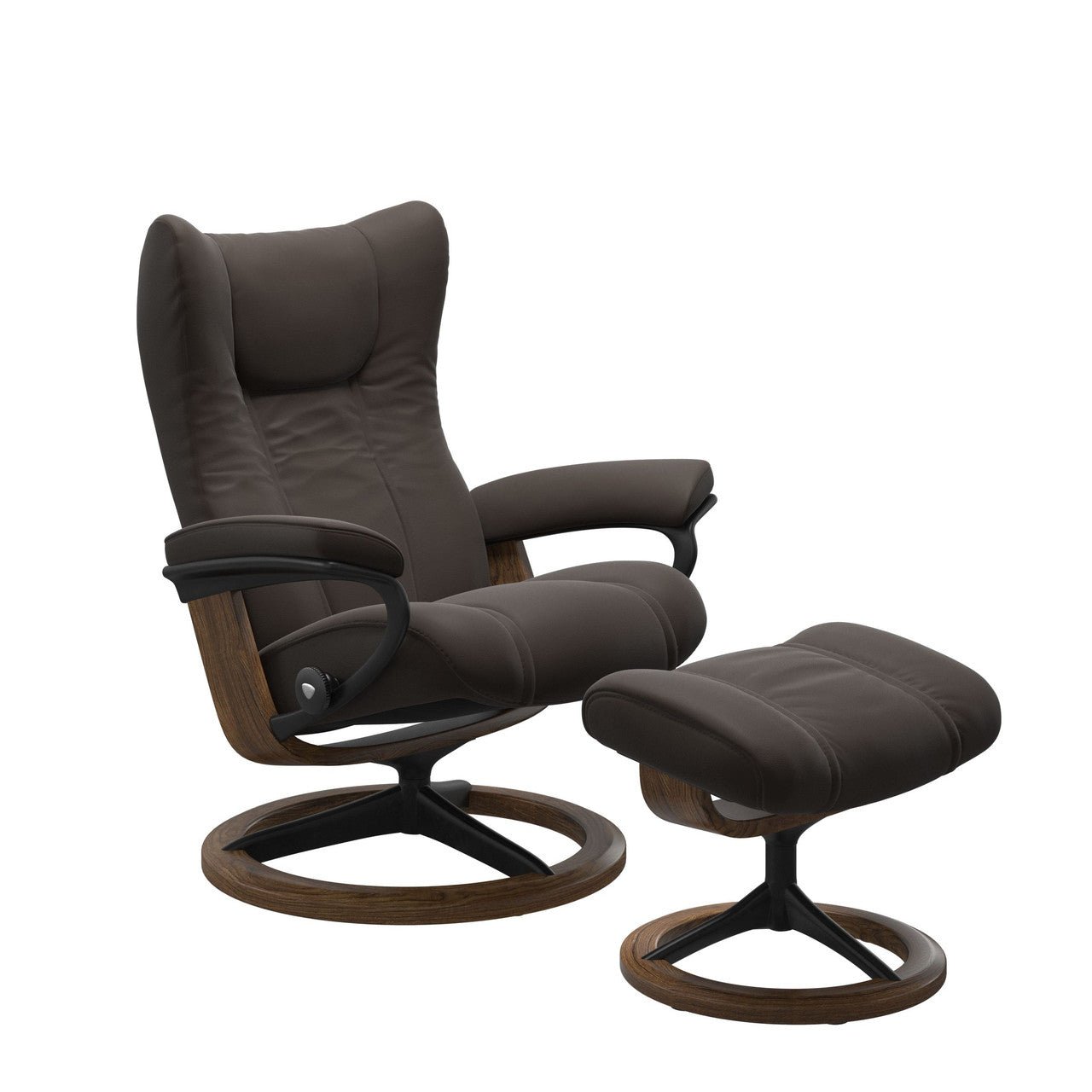 Stressless Wing Signature Base Chair and Ottoman
