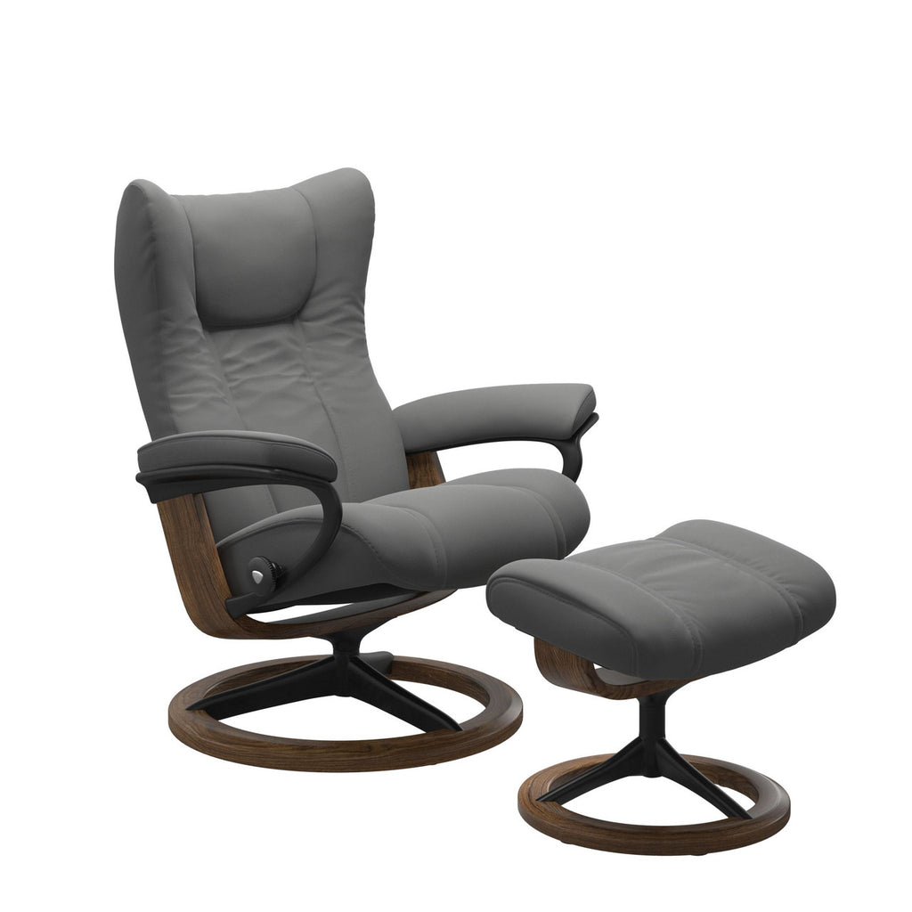 Stressless Wing Signature Base Chair and Ottoman