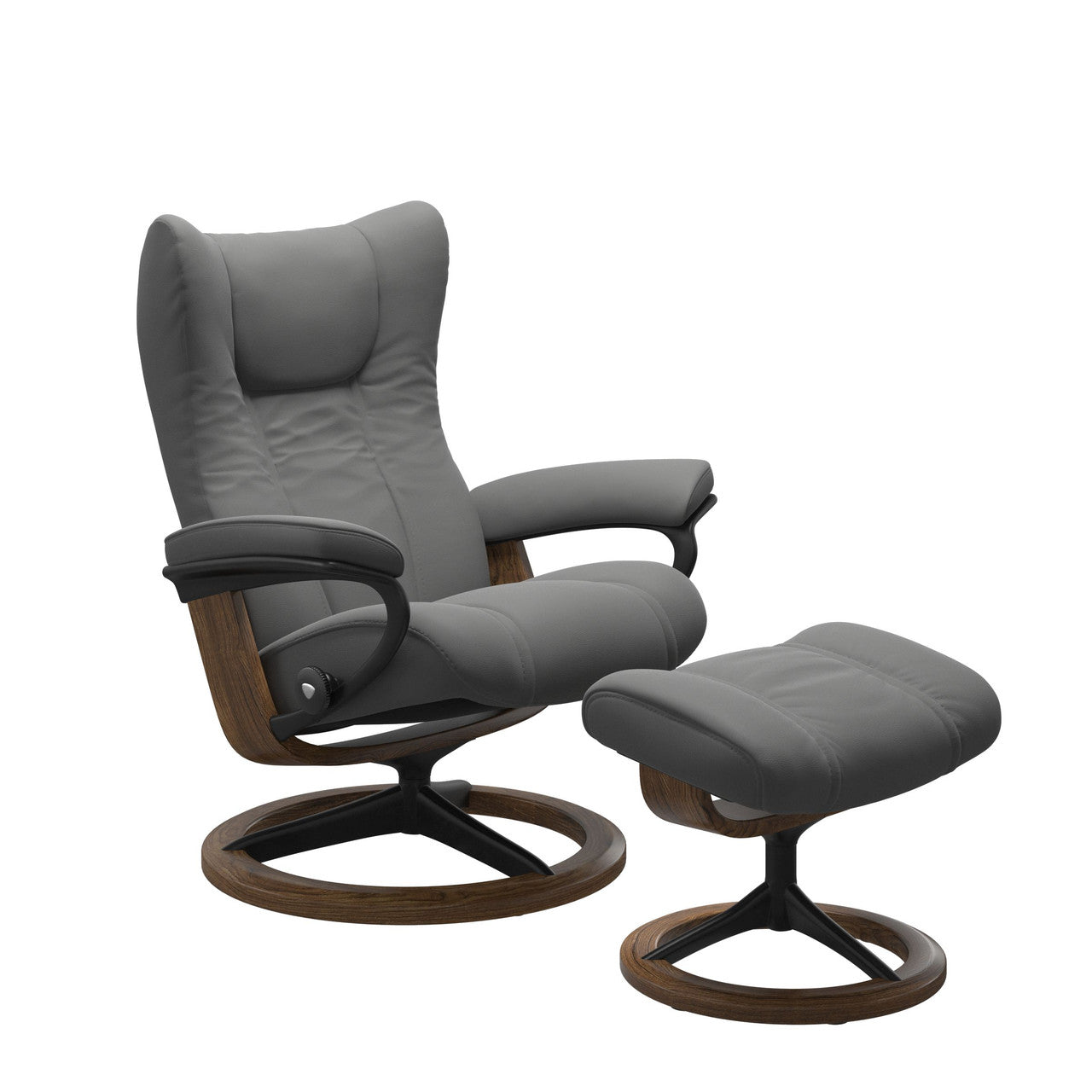 Stressless Wing Signature Base Chair and Ottoman