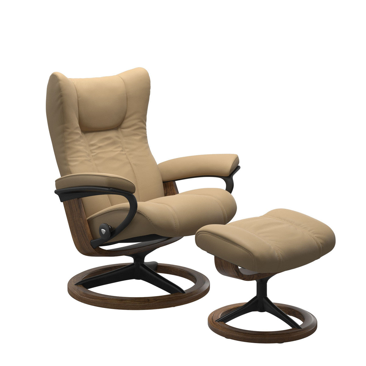 Stressless Wing Signature Base Chair and Ottoman