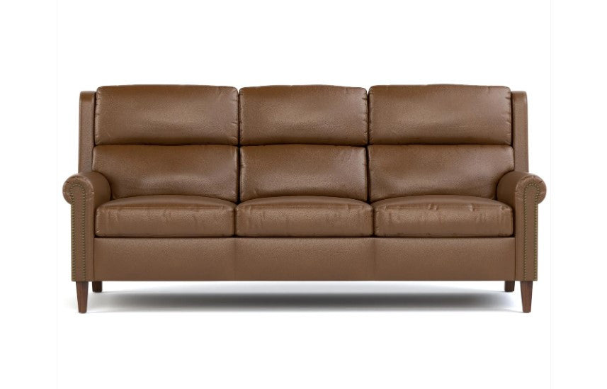 Brown leather sofa on a white background
