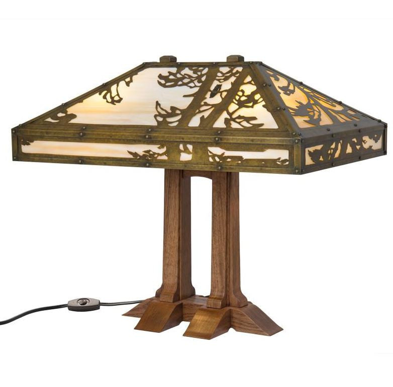 Limbert Double Pedestal Lamp with Old Faithful Inn Shade