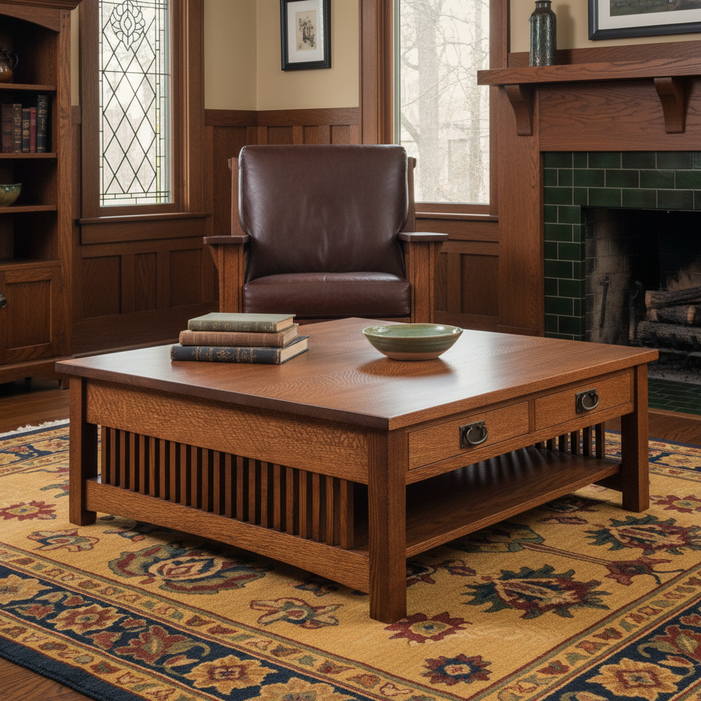 American Mission Square Coffee Table Lifestyle
