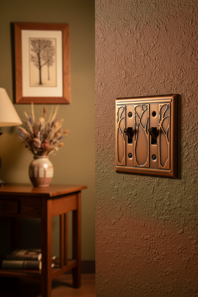 Art Nouveau Copper Switchplate Lifestyle
