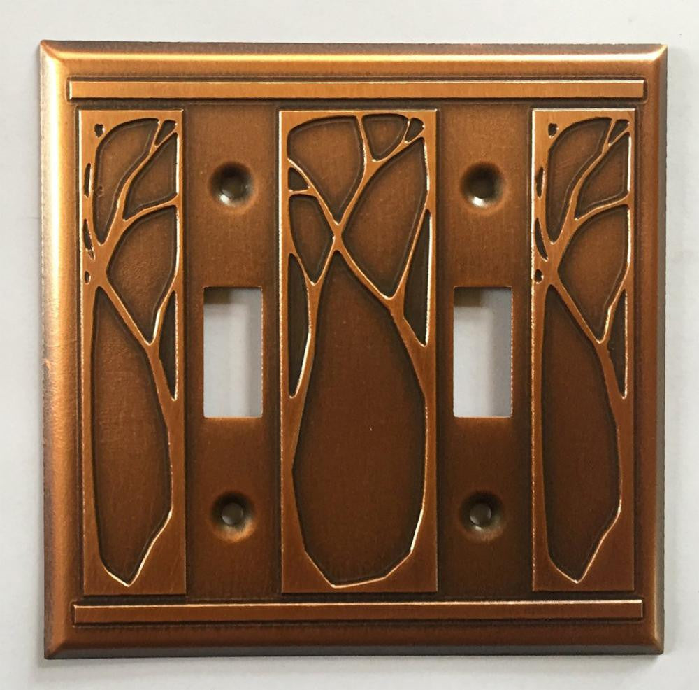 Art Nouveau Double Toggle Copper Switchplate