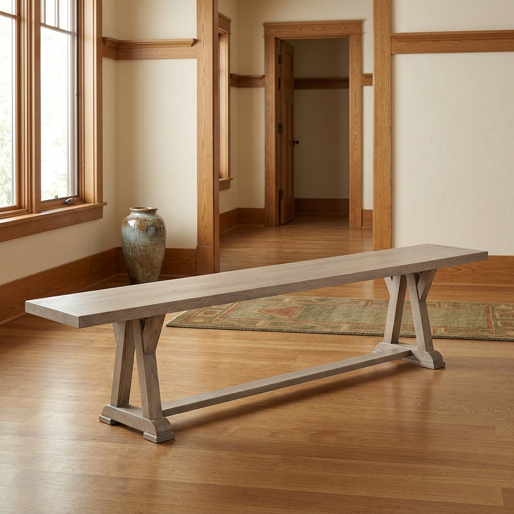 Arvada bench in a warm Craftsman entryway