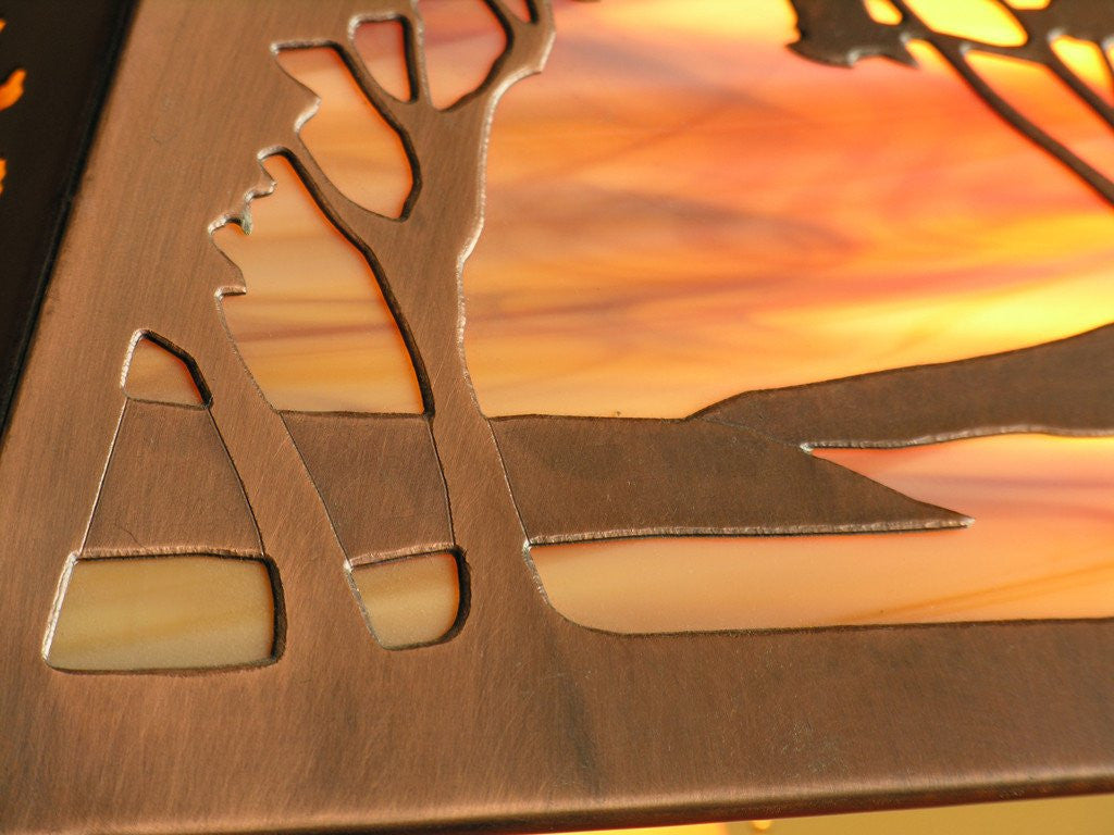 Landscape Table Lamp - Bas Relief Shade and Base By James Mattson