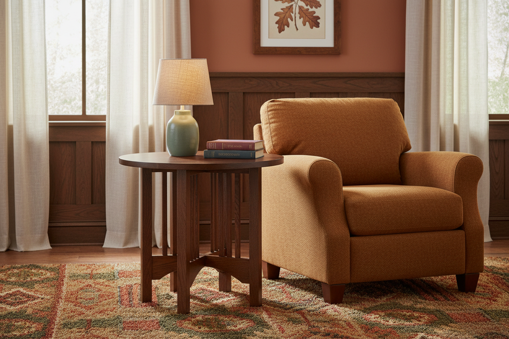 Aurora Crofter Round End Table - Arts & Crafts Lifestyle