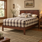 Bordeaux panel bed in a warm Craftsman bedroom