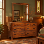 Catalina Low Dresser with mirror lifestyle image in an Arts & Crafts bedroom