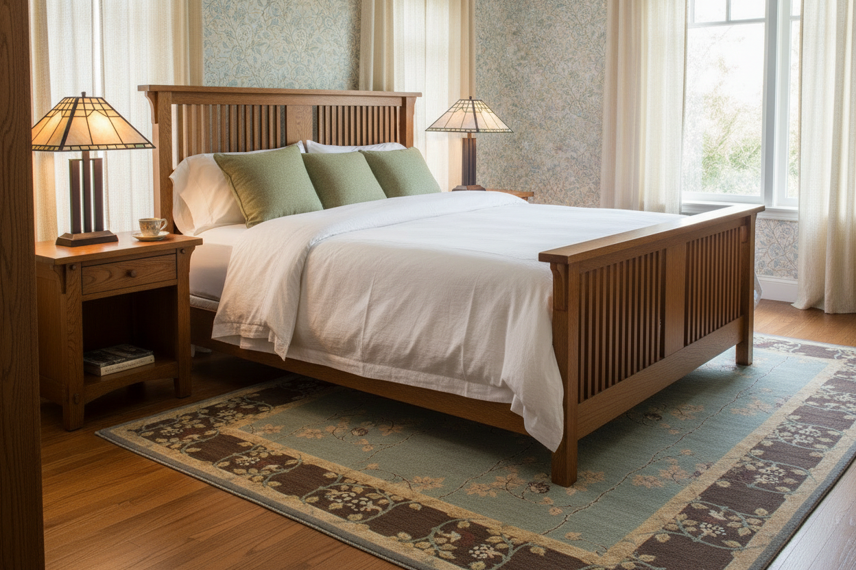 Chobi Trellis Rug - Arts & Crafts Bedroom