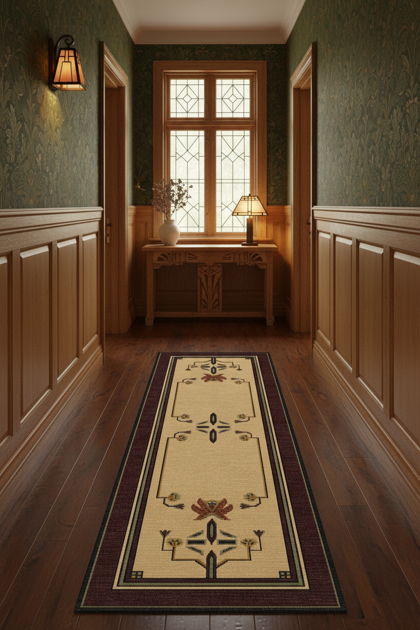 Dahlia Runner Rug - Arts & Crafts Hallway