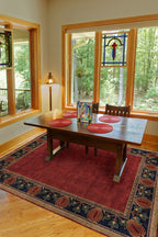 Oak Park Mahogany Border Hand Knotted Wood Rug | PC-7C
