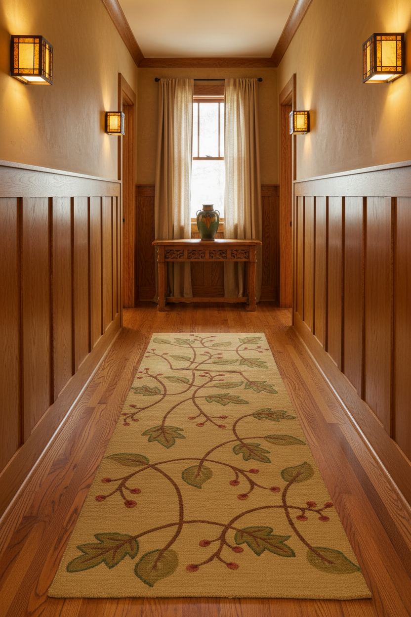 Falling Leaves Runner - Hallway with Mission Lighting