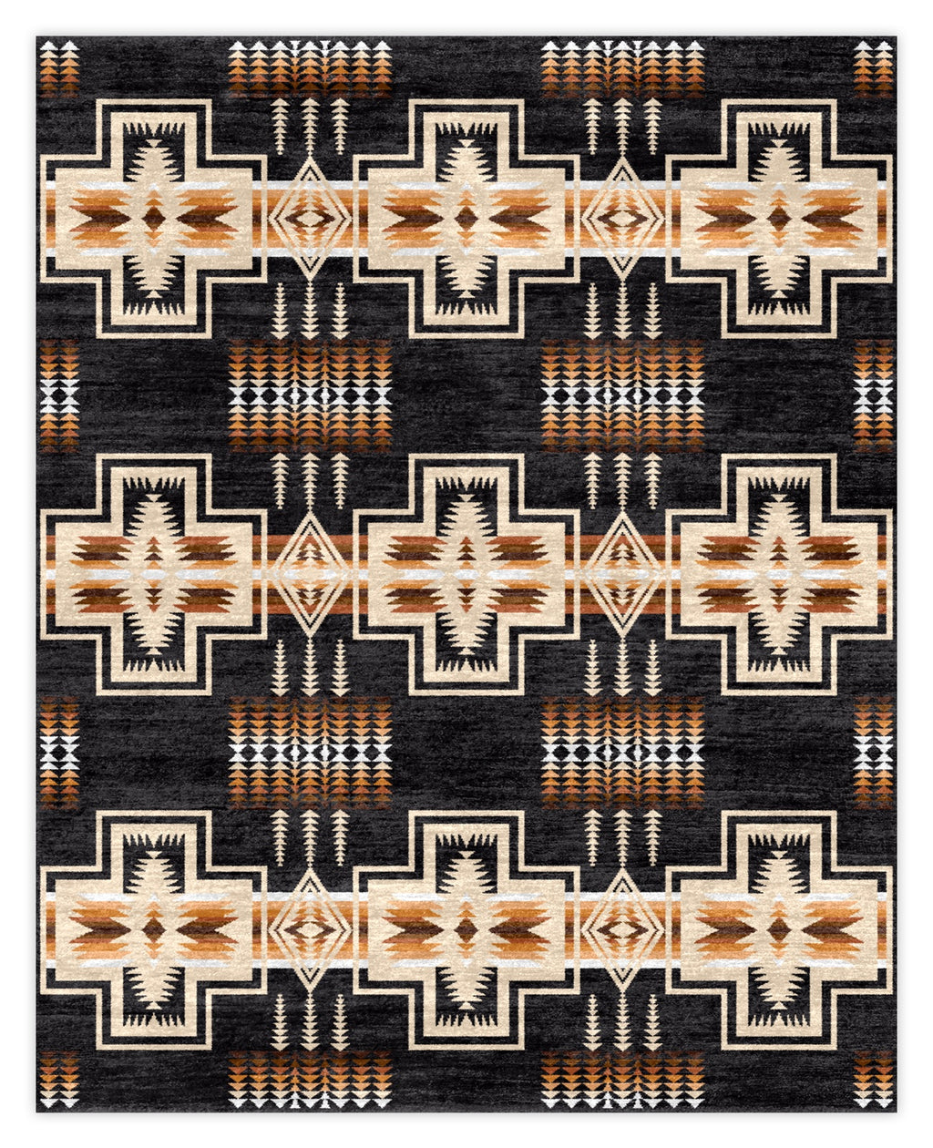 Rug with geometric pattern on a black background