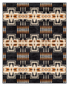 Rug with geometric pattern on a black background