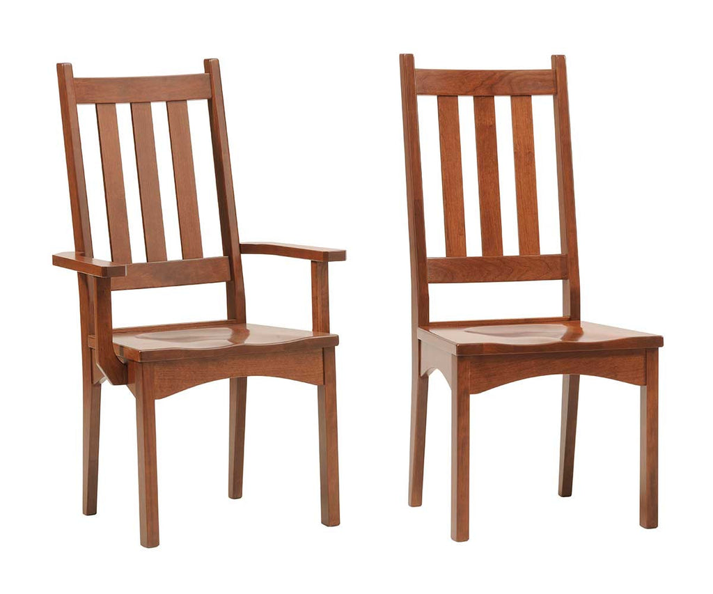 Two wooden chairs on a white background