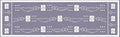 Patterned label with text and symbols on a blue background