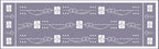 Patterned label with text and symbols on a blue background