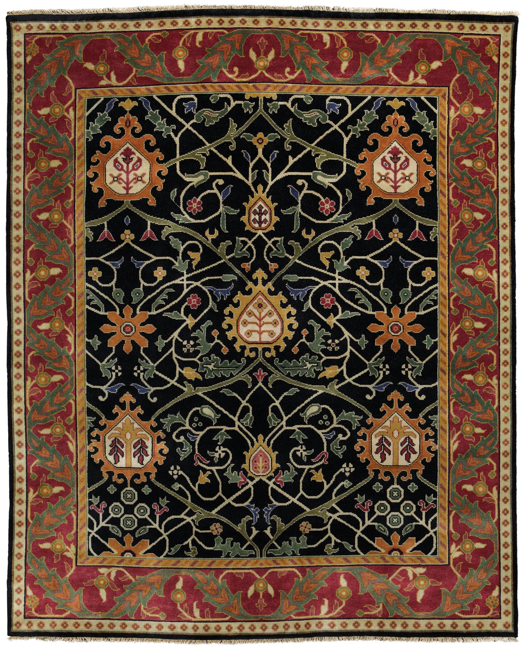 Black Tree Hand Knotted Wool Area Rug PC-37A – 8x10 Flat Shot