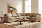 Keene Sectional Stonewash Leather European Modern Living Room Lifestyle