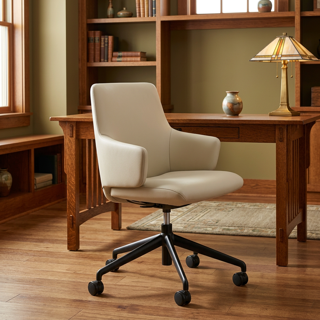 Laurel office chair in a warm Craftsman-style home office