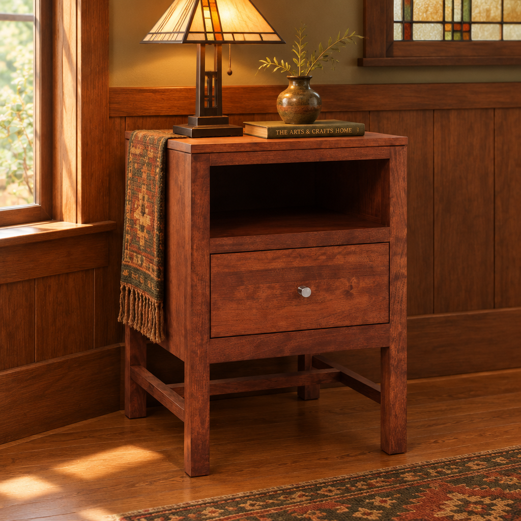 Lynnwood 1 Drawer Nightstand lifestyle image, nightstand only