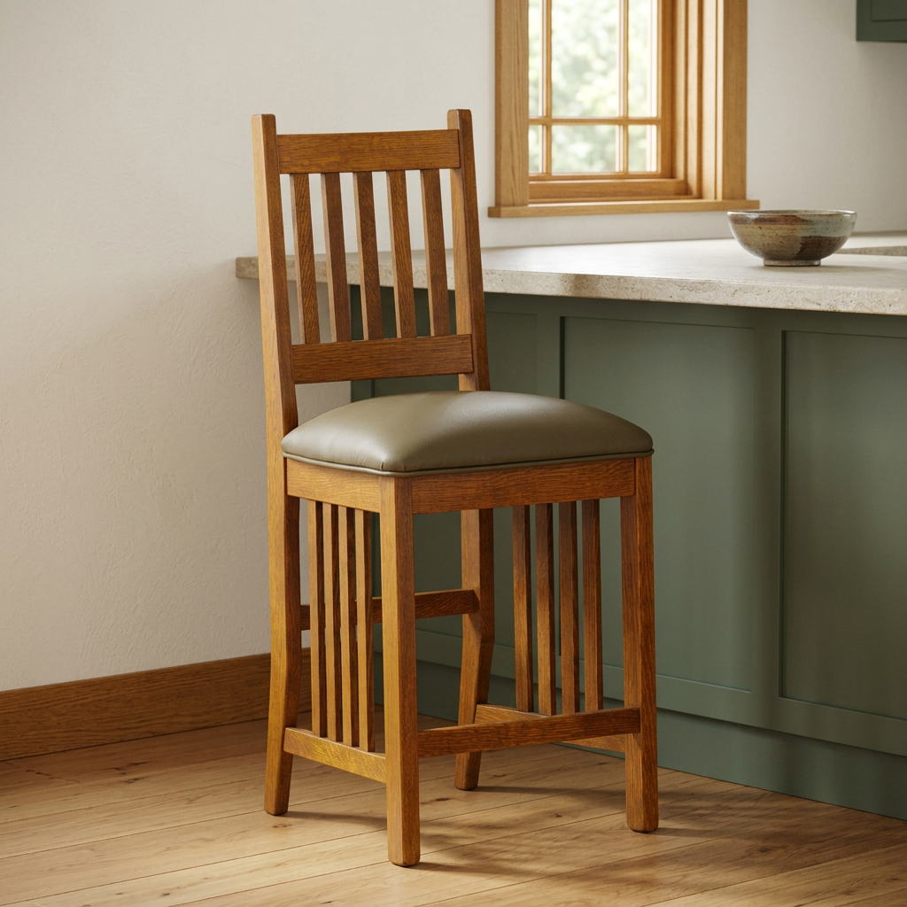 Mission bar chair in a warm Craftsman lifestyle setting
