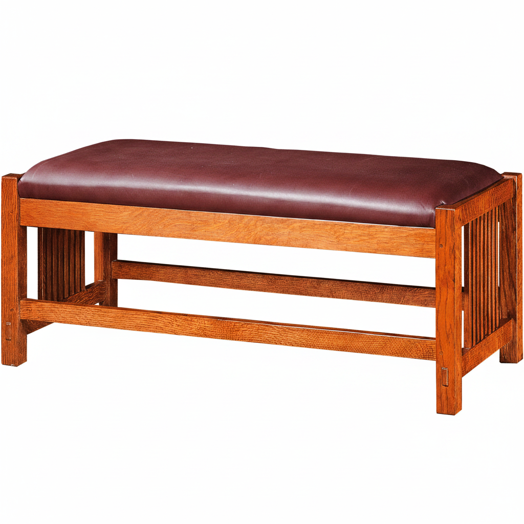 Mission Bench with Maroon Leather