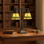 Mission Diamond Desk Lamp Amber Green Lifestyle