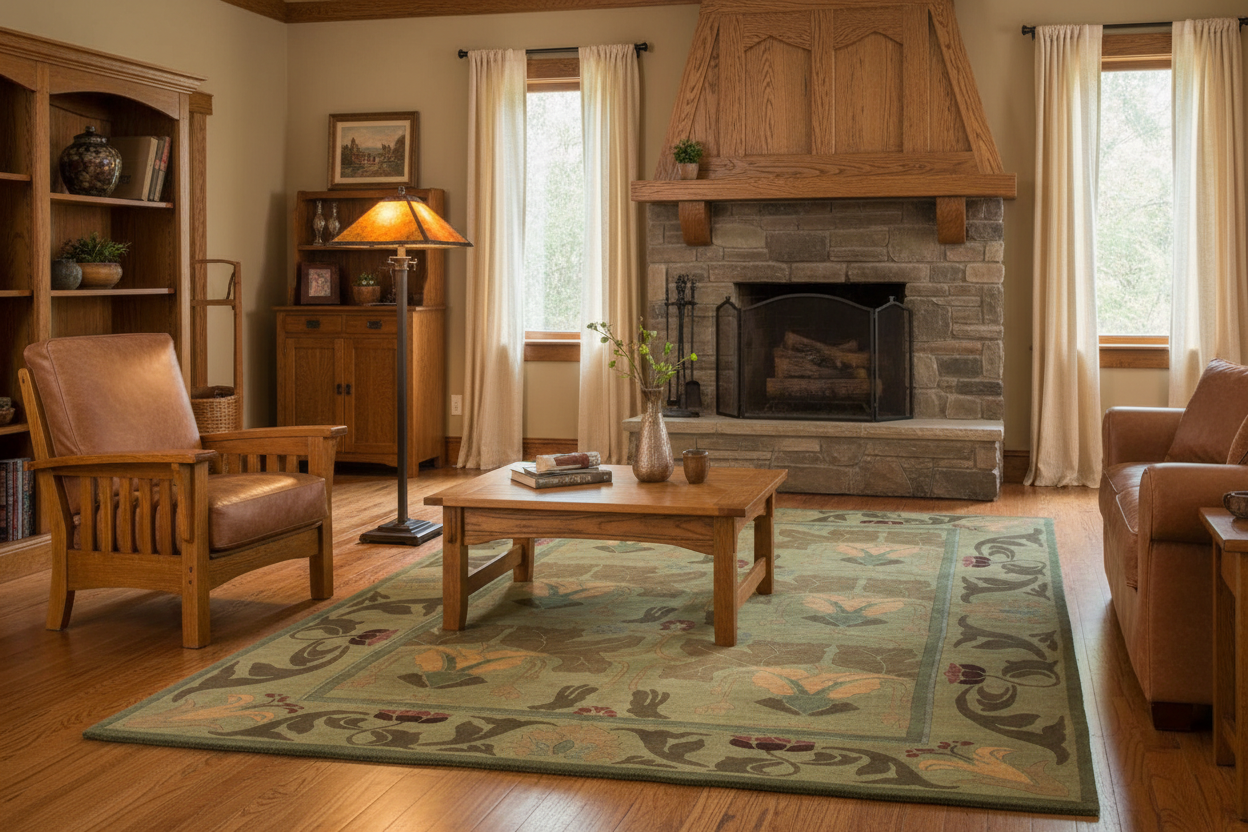 Morris Lily Rug - Arts & Crafts Living Room