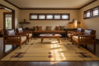 Prairie Border Rug Frank Lloyd Wright Living Room Lifestyle