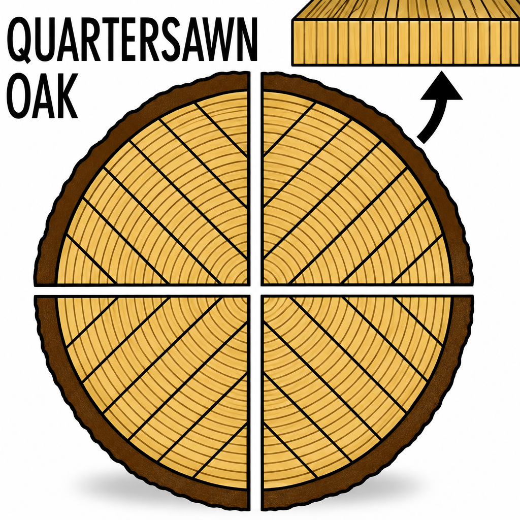 Sharpened quartersawn oak diagram