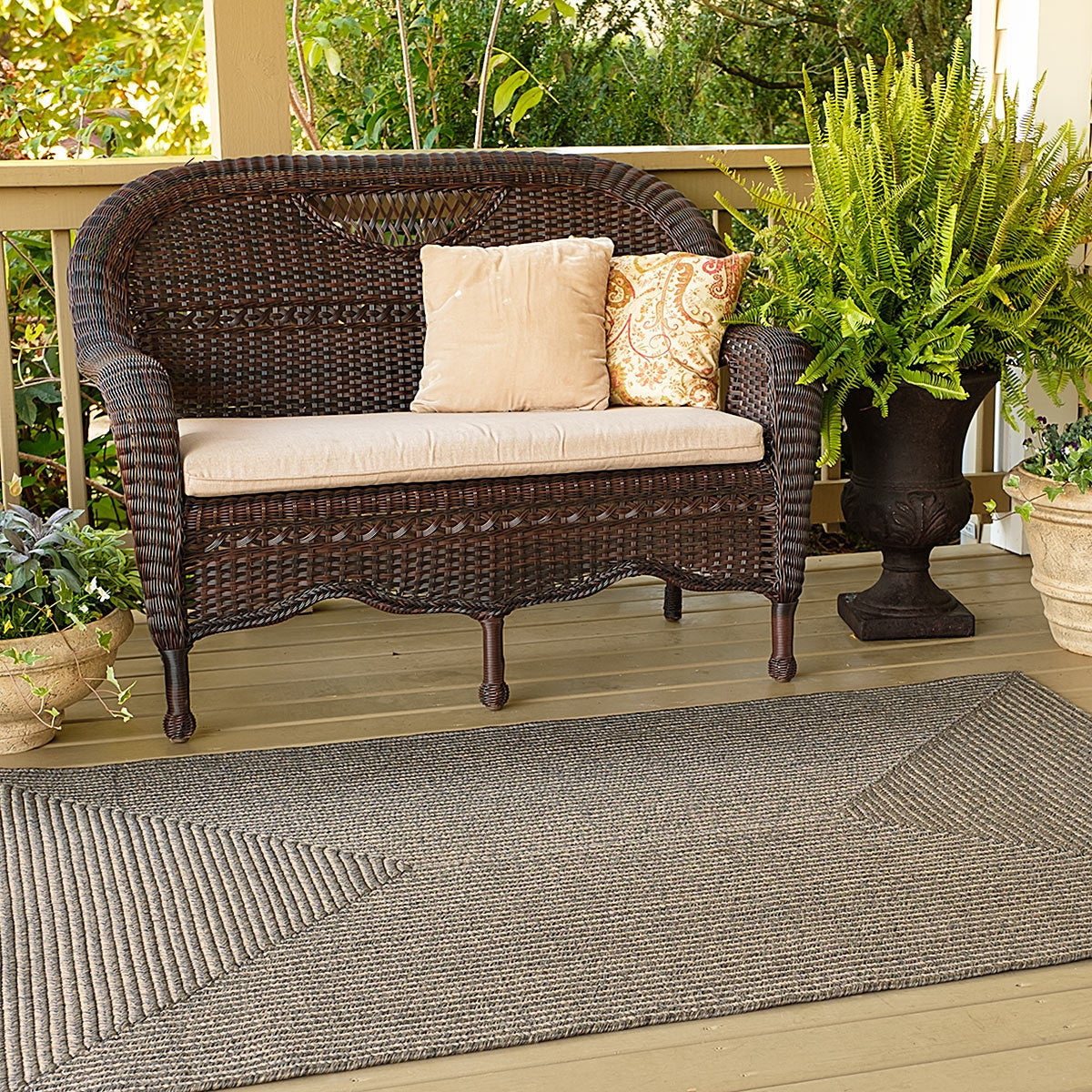 Smoke Grey Outdoor Braided Rug