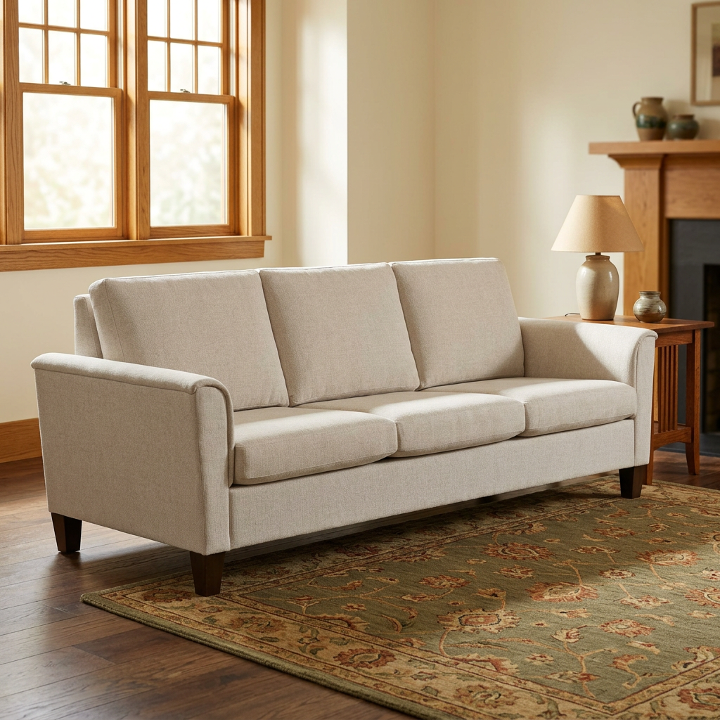 Square Craftsman lifestyle image of the ivory sofa
