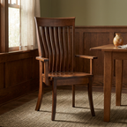 Square lifestyle image of the armchair in a warm Craftsman dining nook