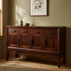 Square sideboard lifestyle image in a warm Craftsman dining room