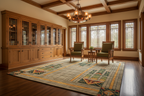 Stained Glass Green Rug Arts and Crafts Living Room Lifestyle