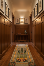 Stained Glass Green Runner Arts and Crafts Hallway Lifestyle