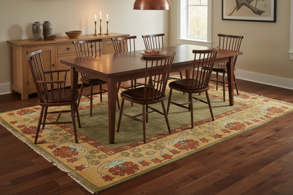 Streatham Park Border Rug Arts and Crafts Dining Room Lifestyle