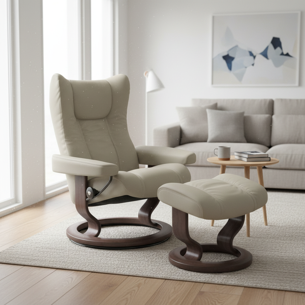 Stressless Wing Recliner with Ottoman Lifestyle