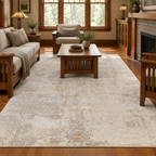Surya Imola rug in a warm Mission-style living room