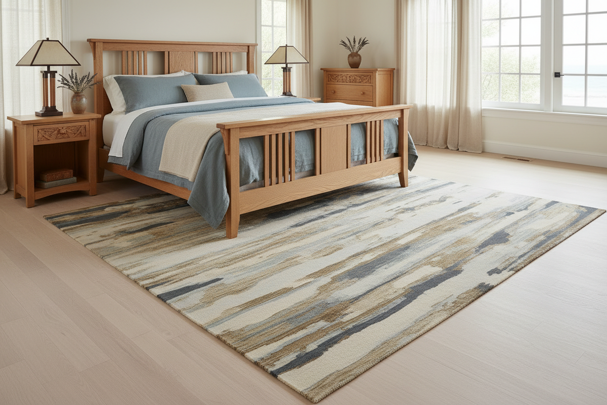 Tide Pool Rug - Coastal Arts & Crafts Master Bedroom